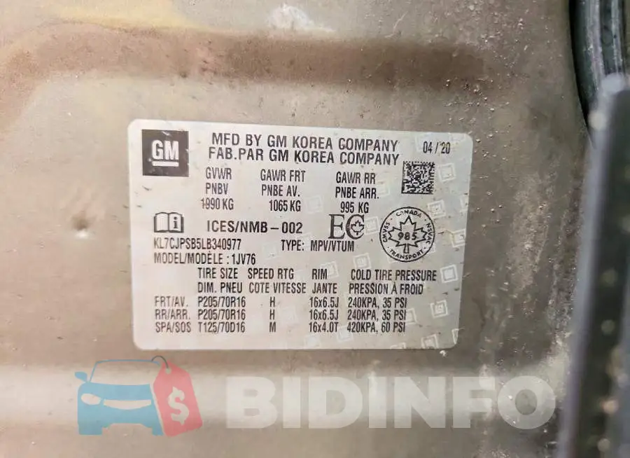 KL7CJPSB5LB340977 Photo# 13