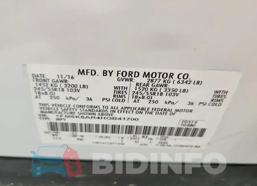 1FM5K8AR4HGB41700 Photo# 14