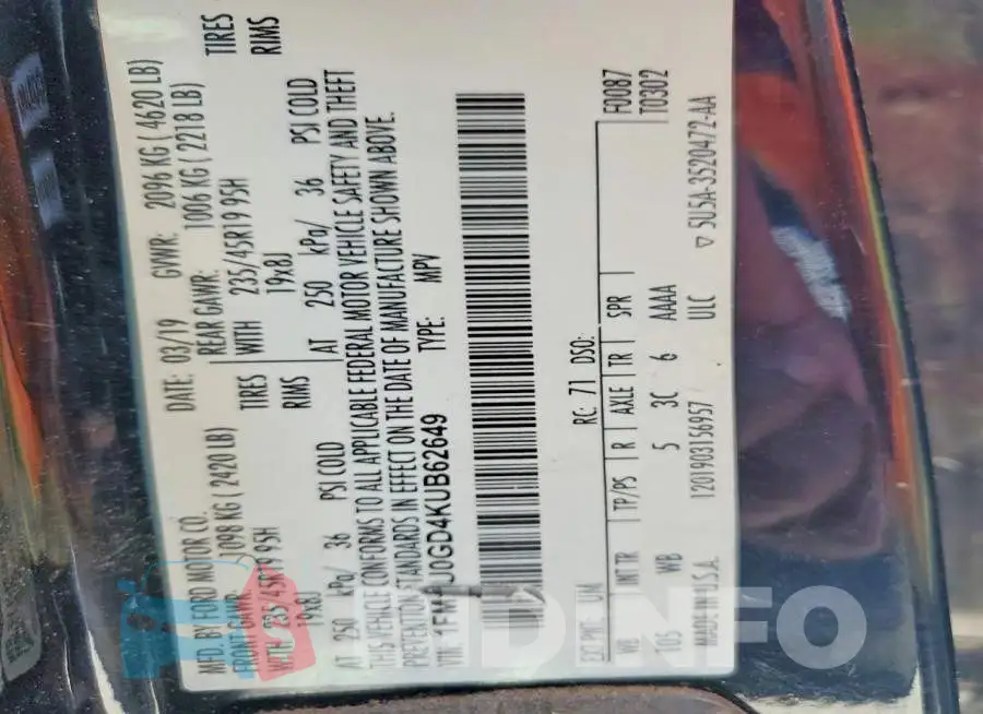 1FMCU0GD4KUB62649 Photo# 13