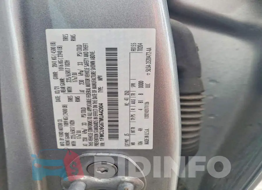 1FMCU9G67MUA42904 Photo# 12