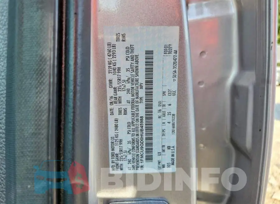1FMCU9GD0HUB45988 Photo# 13
