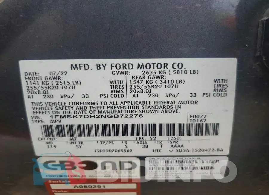 1FMSK7DH2NGB72276 Photo# 13