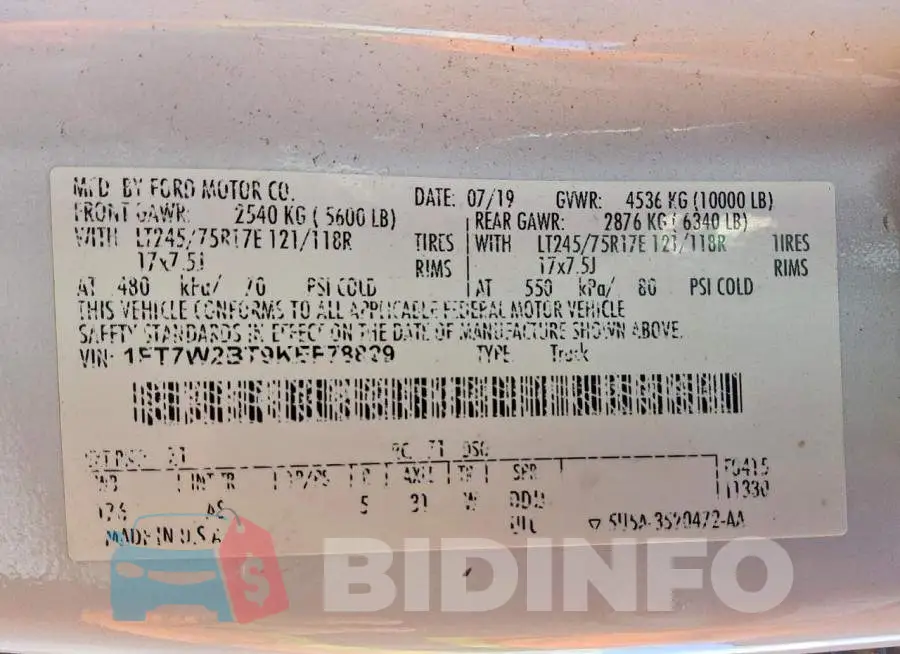 1FT7W2BT9KEF78829 Photo# 12