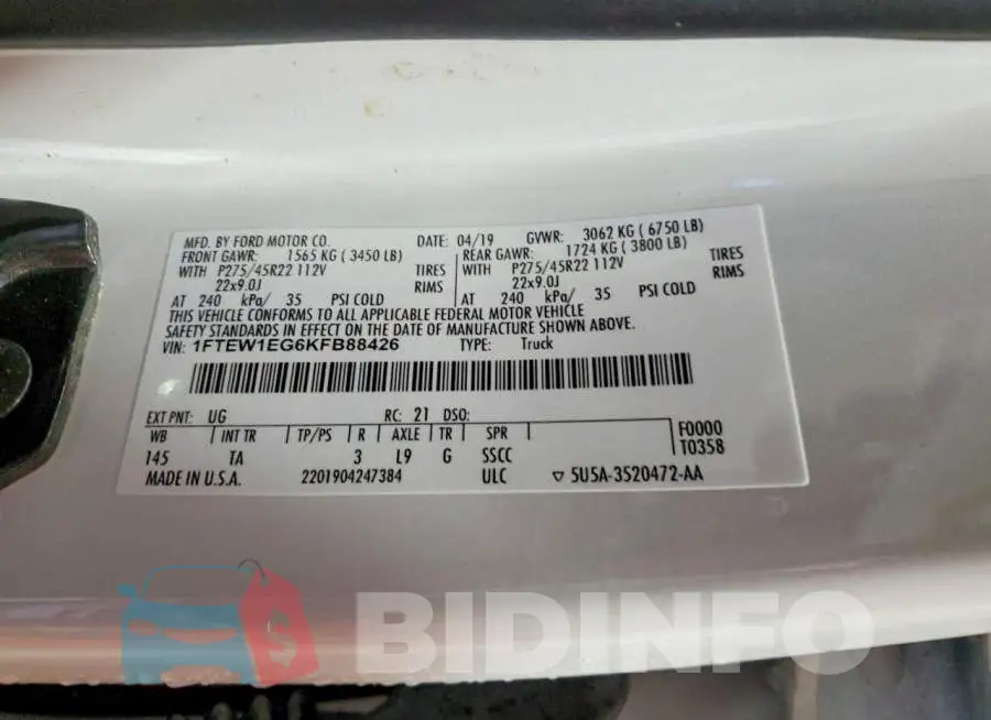 1FTEW1EG6KFB88426 Photo# 13