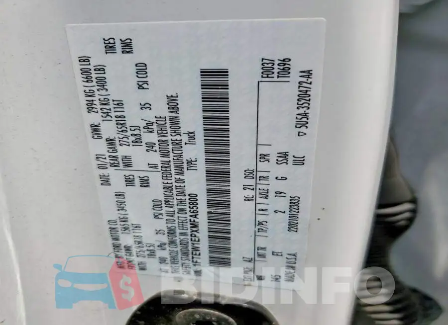 1FTEW1EPXMFA65800 Photo# 12