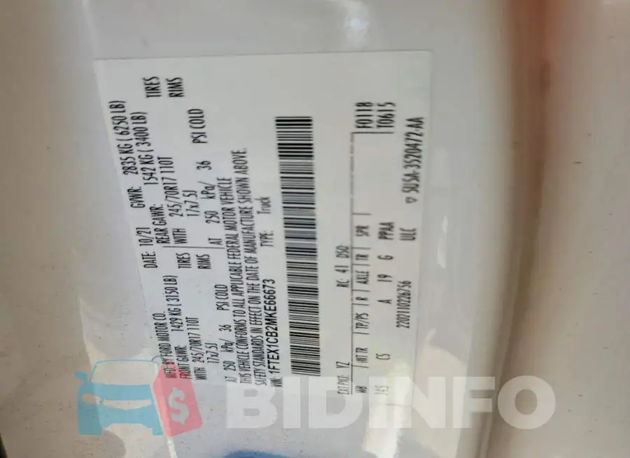 1FTEX1CB2MKE66673 Photo# 12