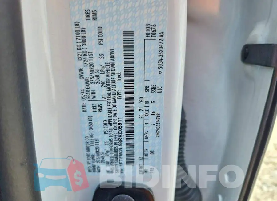 1FTFW2L58RKE05911 Photo# 12