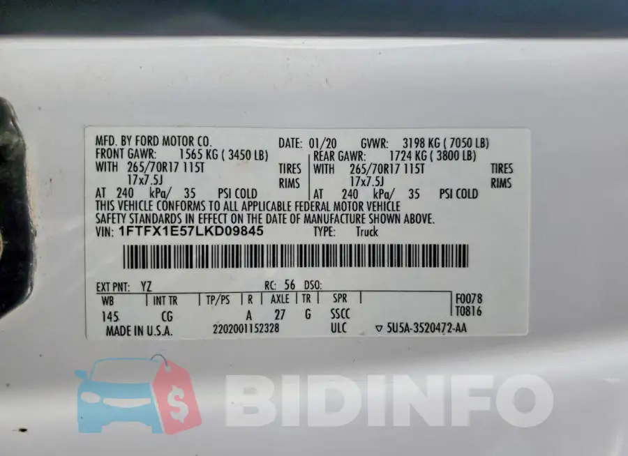 1FTFX1E57LKD09845 Photo# 12