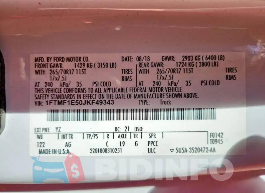1FTMF1E50JKF49343 Photo# 12