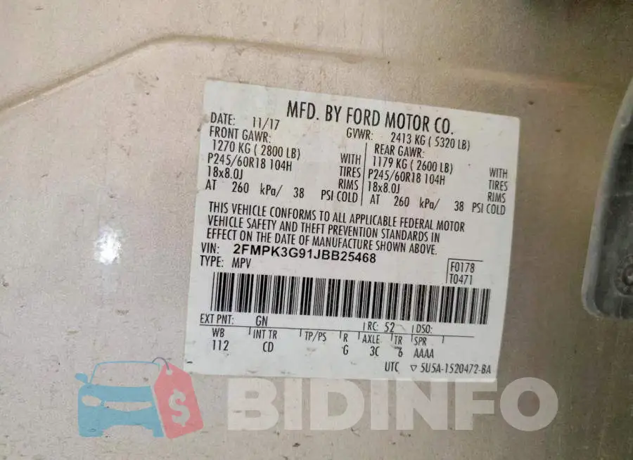 2FMPK3G91JBB25468 Photo# 13