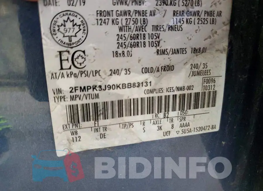 2FMPK3J90KBB83131 Photo# 13