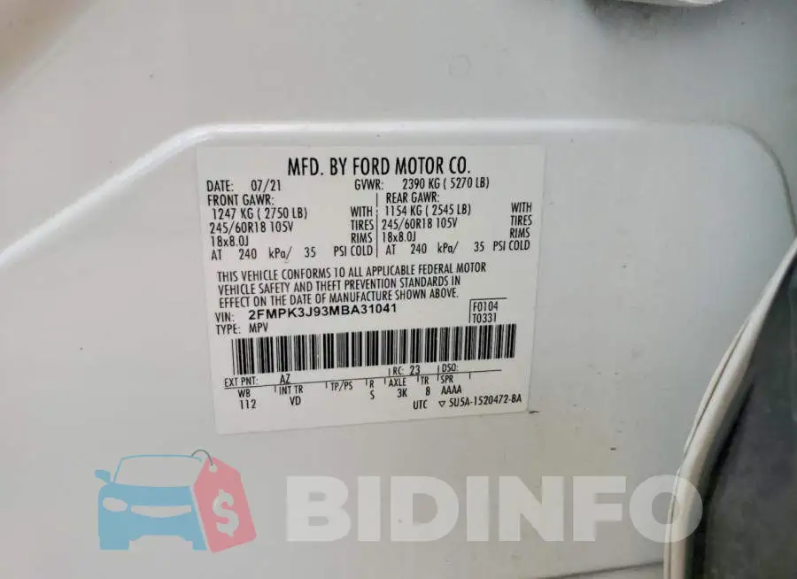 2FMPK3J93MBA31041 Photo# 12