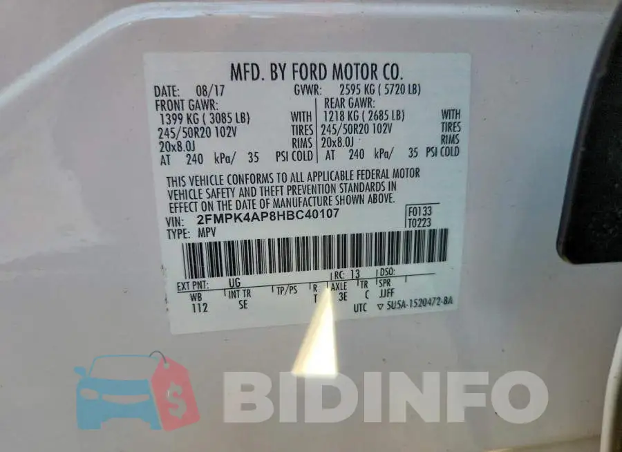 2FMPK4AP8HBC40107 Photo# 13