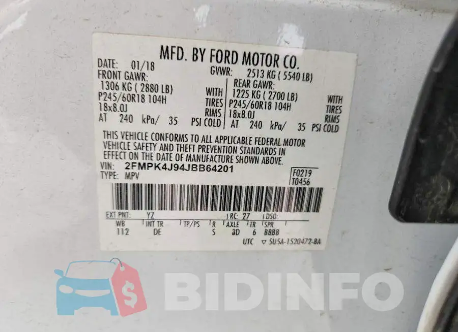 2FMPK4J94JBB64201 Photo# 13