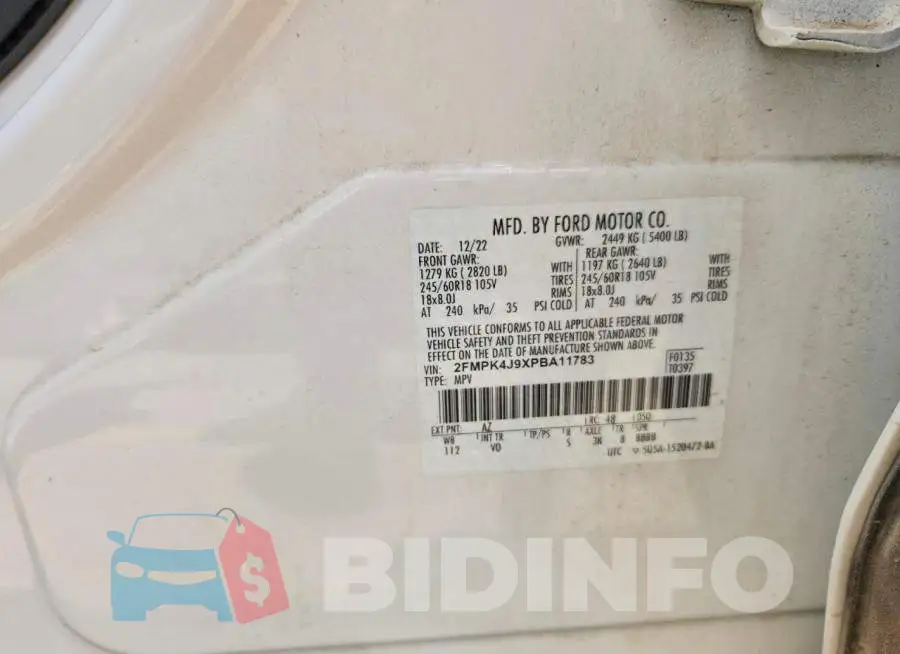 2FMPK4J9XPBA11783 Photo# 12