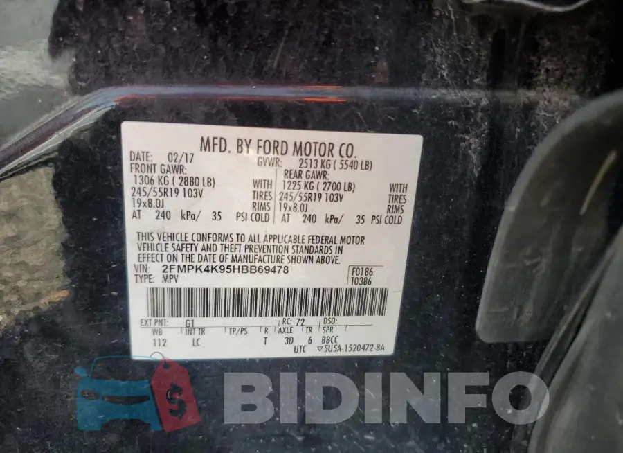 2FMPK4K95HBB69478 Photo# 13