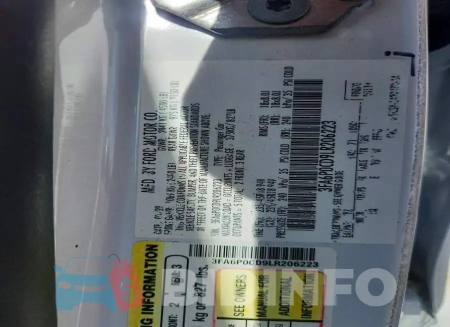 3FA6P0CD9LR206223 Photo# 12