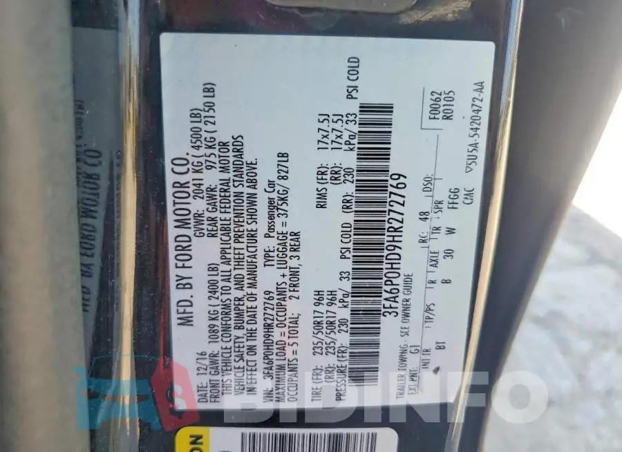 3FA6P0HD9HR272769 Photo# 12