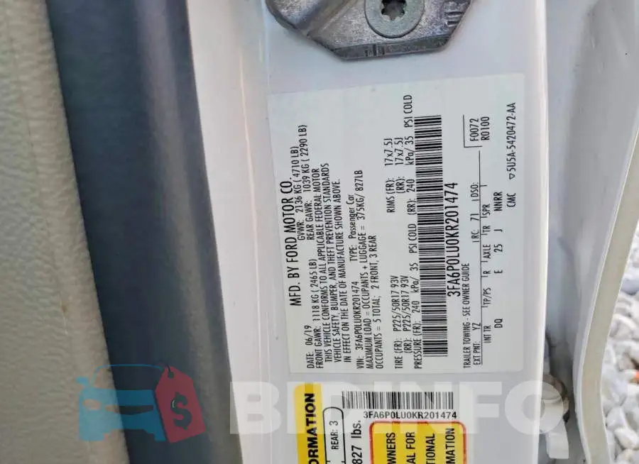 3FA6P0LU0KR201474 Photo# 13