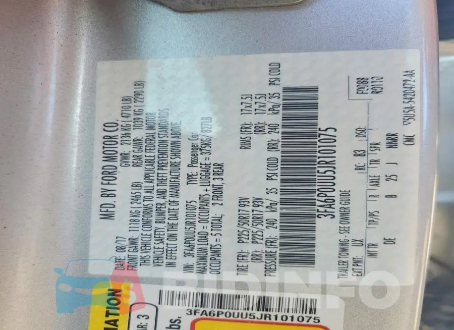 3FA6P0UU5JR101075 Photo# 12