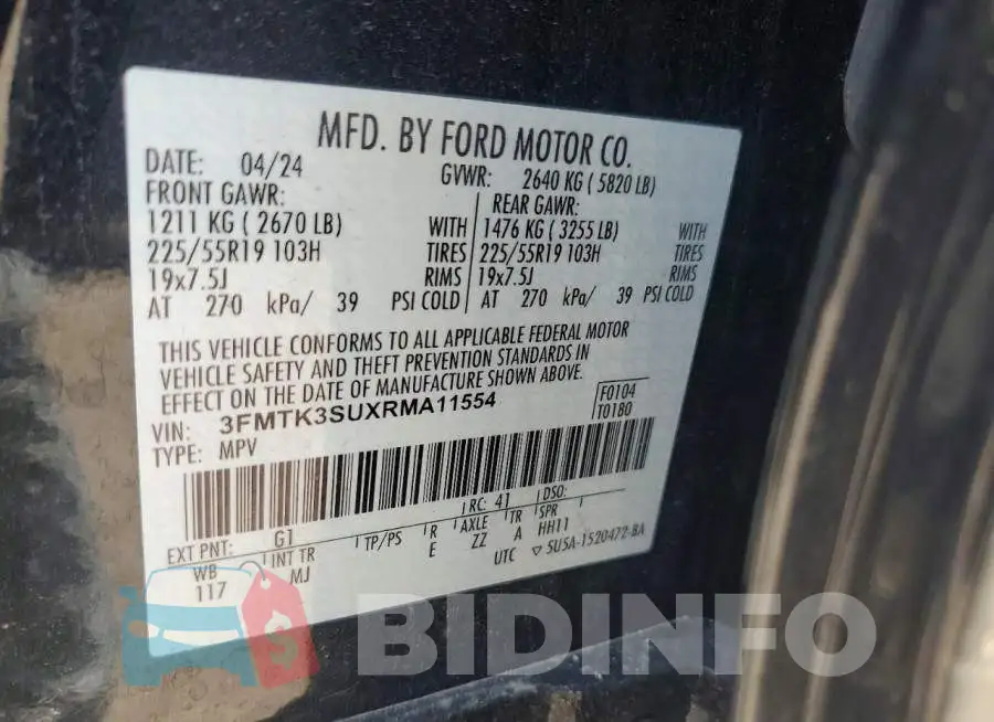 3FMTK3SUXRMA11554 Photo# 14
