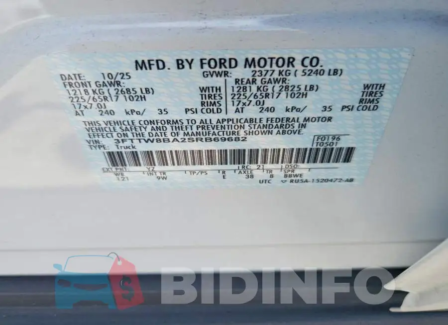 3FTTW8BA2SRB69682 Photo# 12