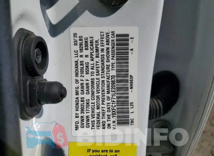 19XFC1F71LE209870 Photo# 12