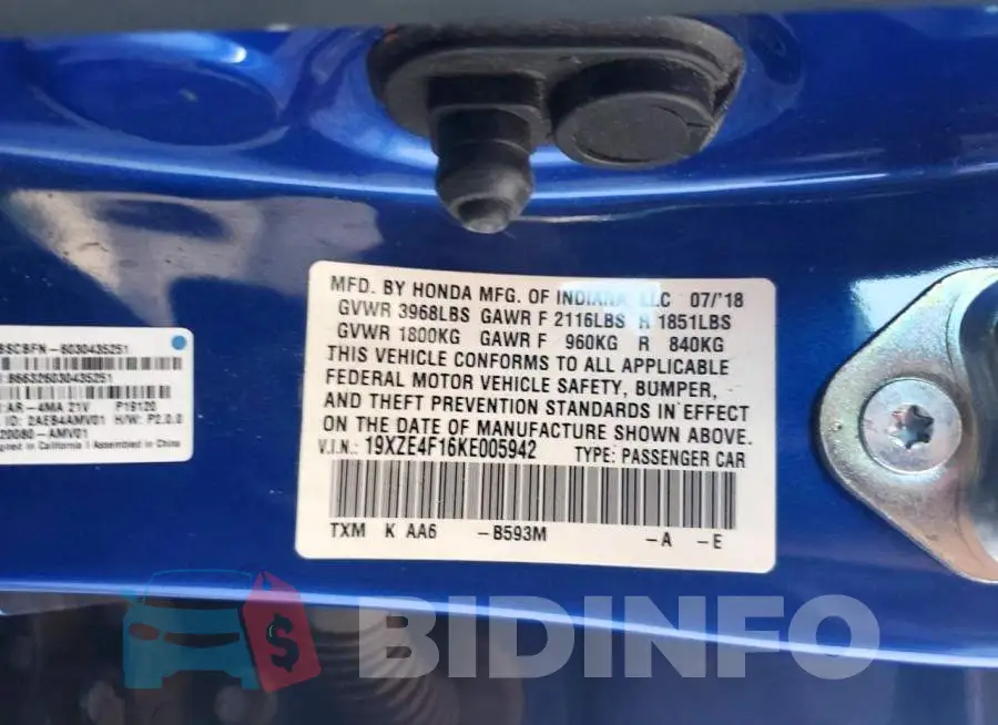 19XZE4F16KE005942 Photo# 12