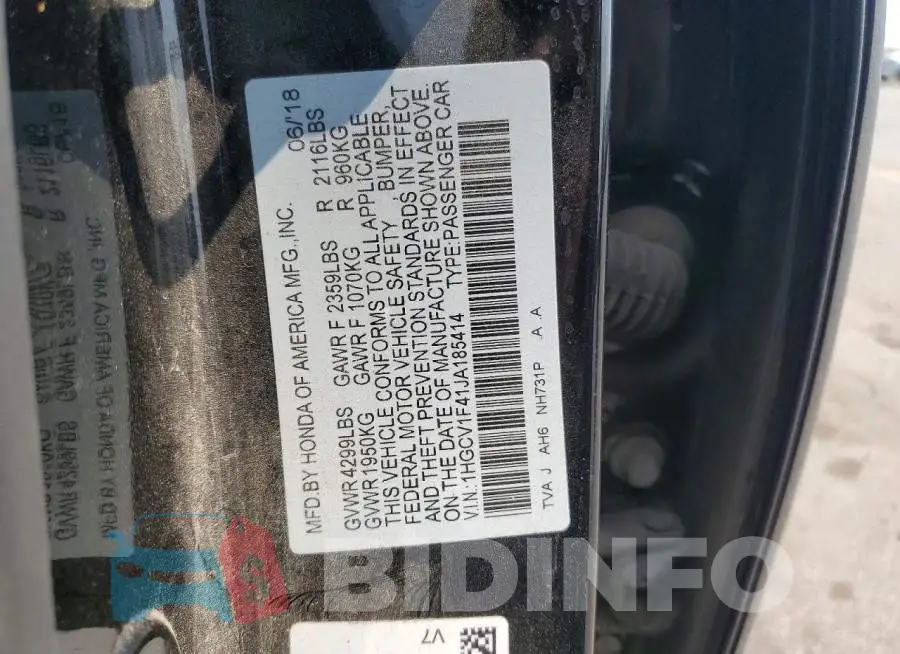1HGCV1F41JA185414 Photo# 12