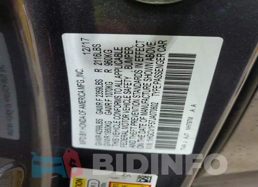 1HGCV1F57JA070602 Photo# 12