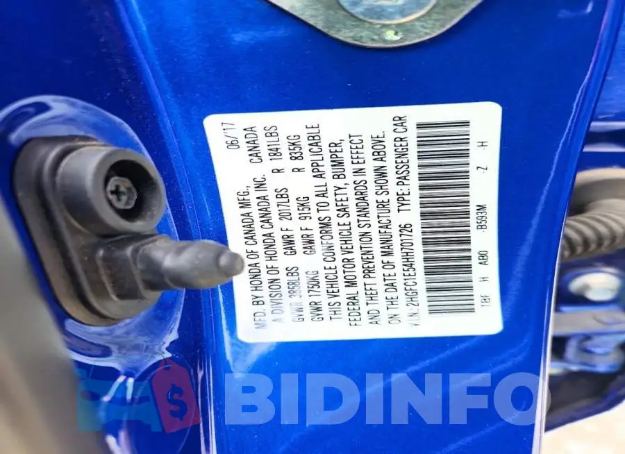 2HGFC1E54HH701726 Photo# 12