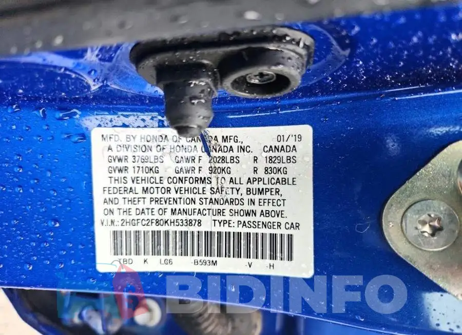 2HGFC2F80KH533878 Photo# 12