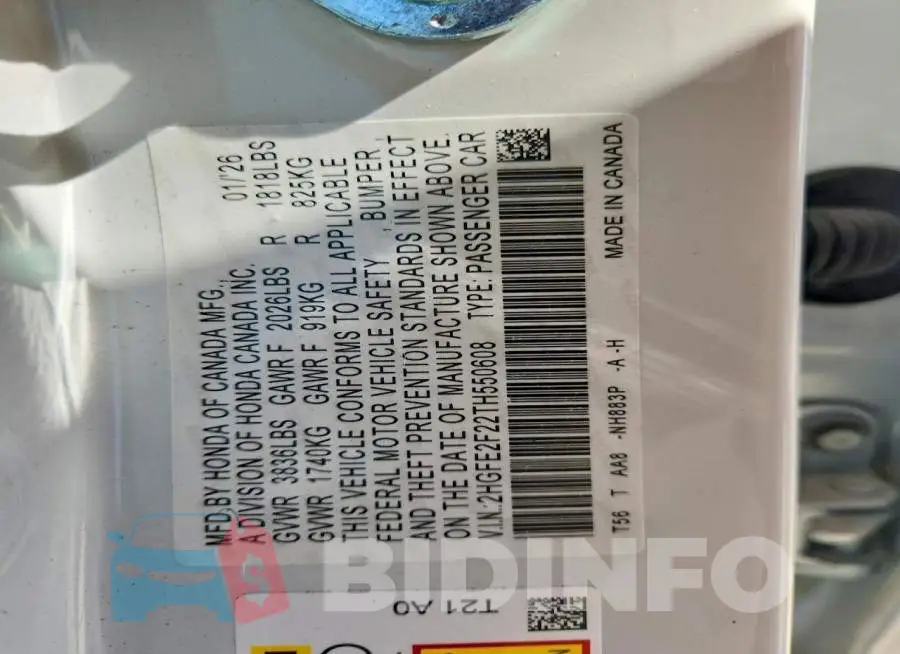 2HGFE2F22TH550608 Photo# 12