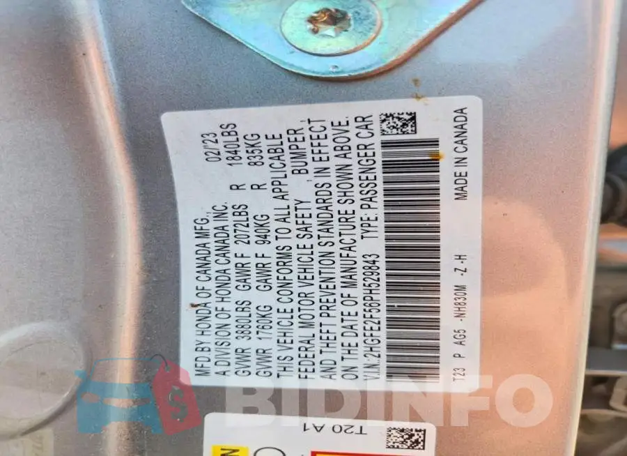 2HGFE2F56PH529843 Photo# 12