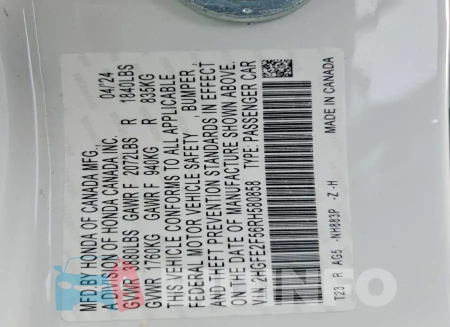 2HGFE2F56RH580858 Photo# 12