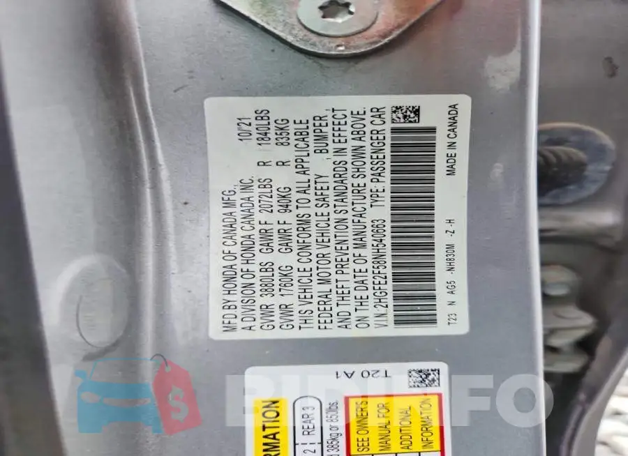 2HGFE2F58NH540663 Photo# 13