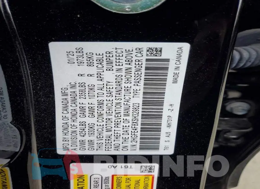 2HGFE4F8XSH329823 Photo# 13