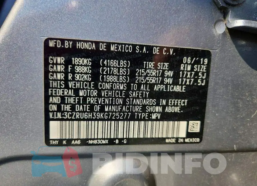 3CZRU6H39KG725277 Photo# 13