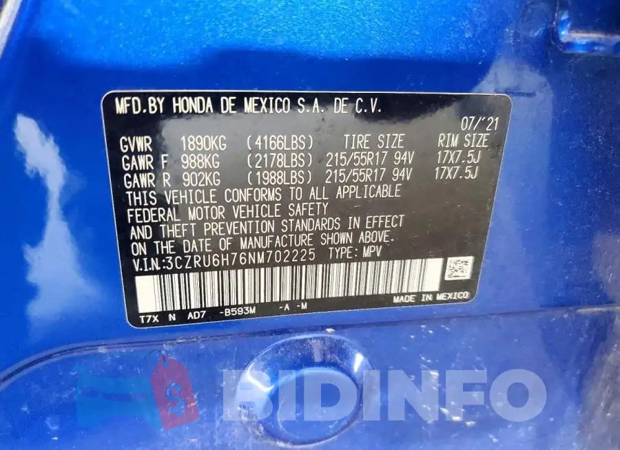 3CZRU6H76NM702225 Photo# 13