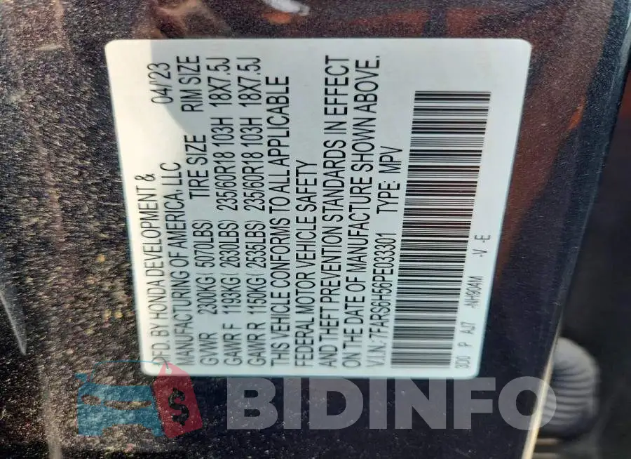 7FARS6H56PE033301 Photo# 13