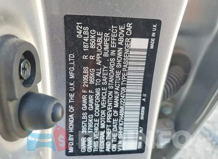 SHHFK7H48MU224708 Photo# 13