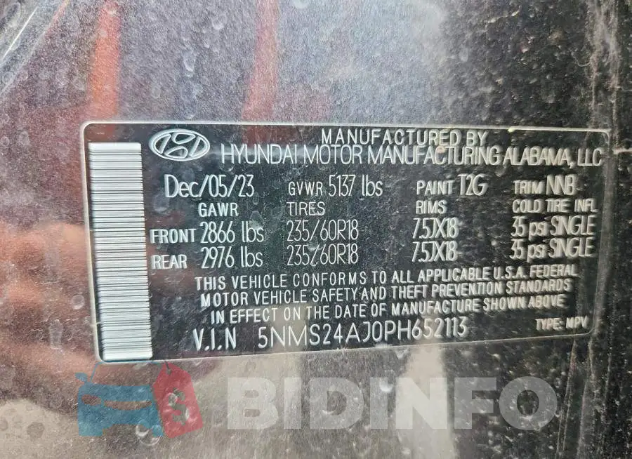 5NMS24AJ0PH652113 Photo# 13