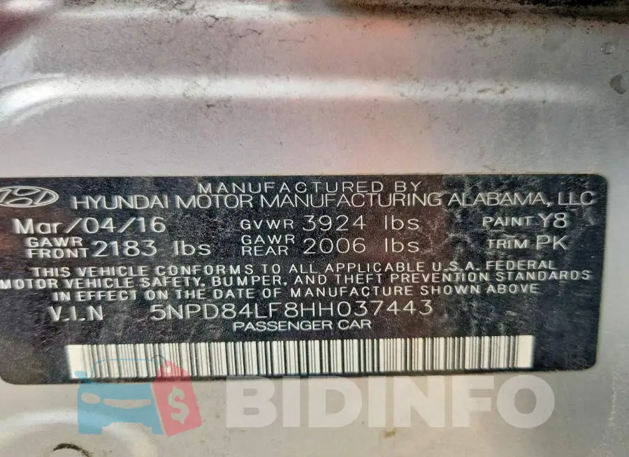 5NPD84LF8HH037443 Photo# 12