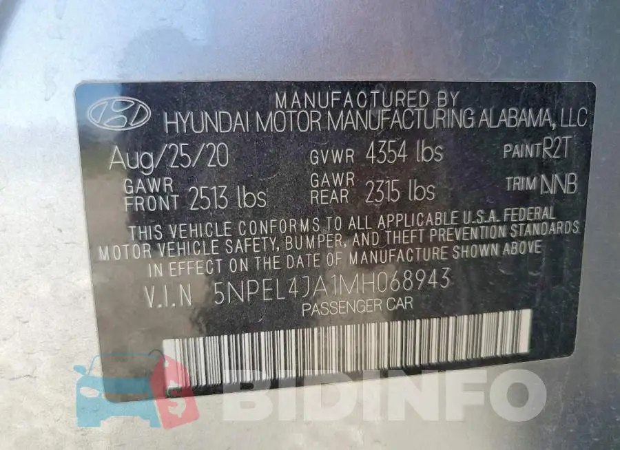 5NPEL4JA1MH068943 Photo# 12