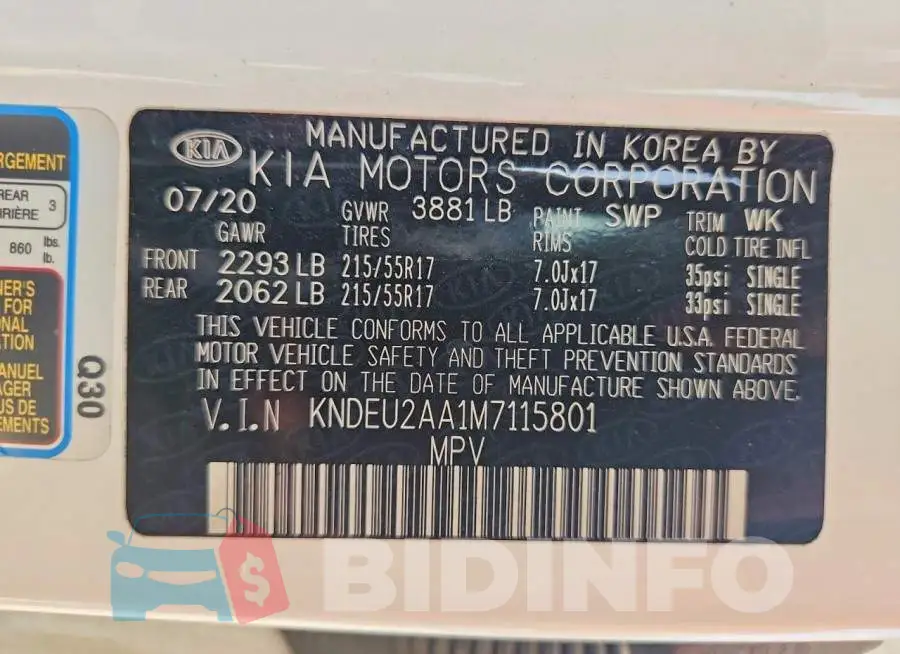KNDEU2AA1M7115801 Photo# 13