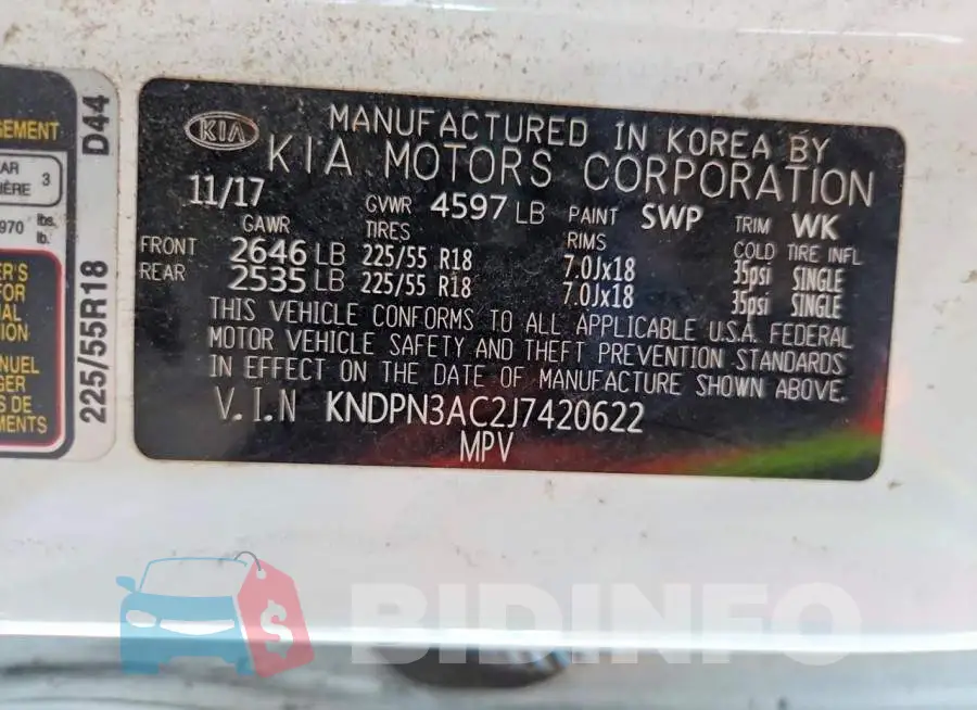 KNDPN3AC2J7420622 Photo# 12