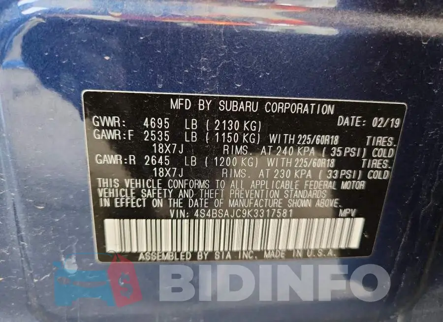 4S4BSAJC9K3317581 Photo# 14