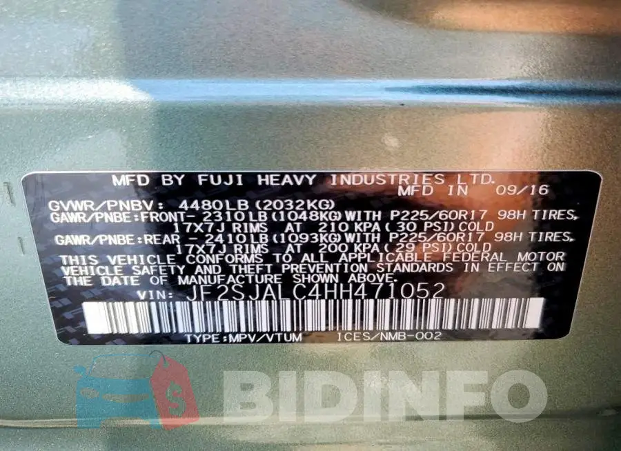 JF2SJALC4HH471052 Photo# 13