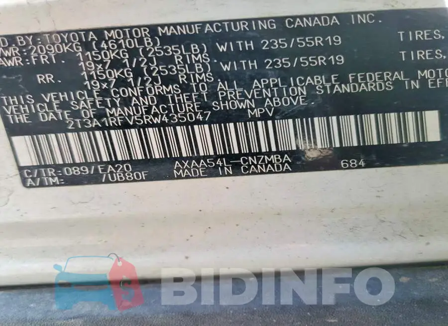 2T3A1RFV5RW435047 Photo# 12