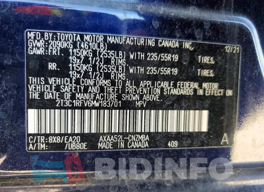 2T3C1RFV6MW183701 Photo# 14